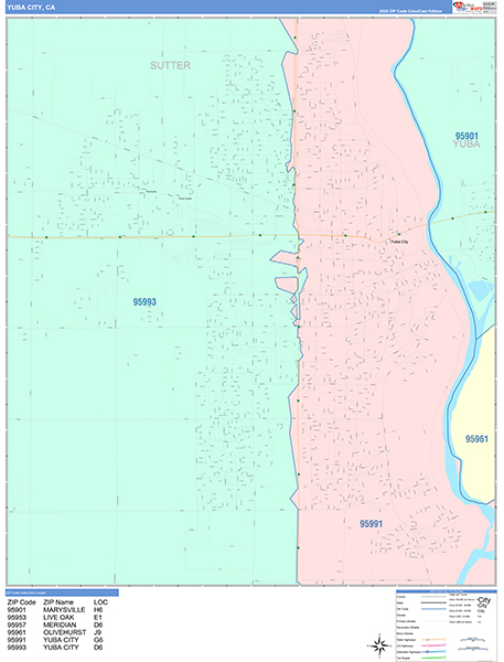 Yuba City Map Color Cast Style